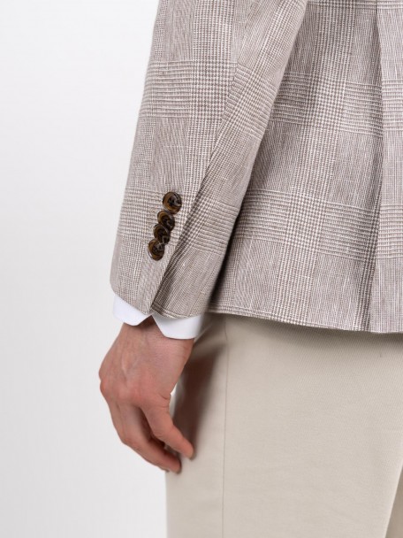 Blazer de xadrez 100% linho Blazer de xadrez 100% linho