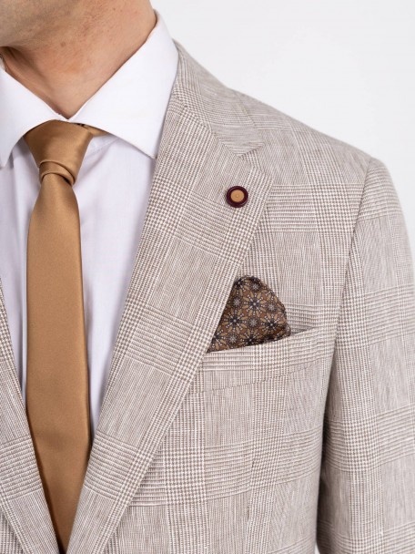 Blazer de xadrez 100% linho Blazer de xadrez 100% linho