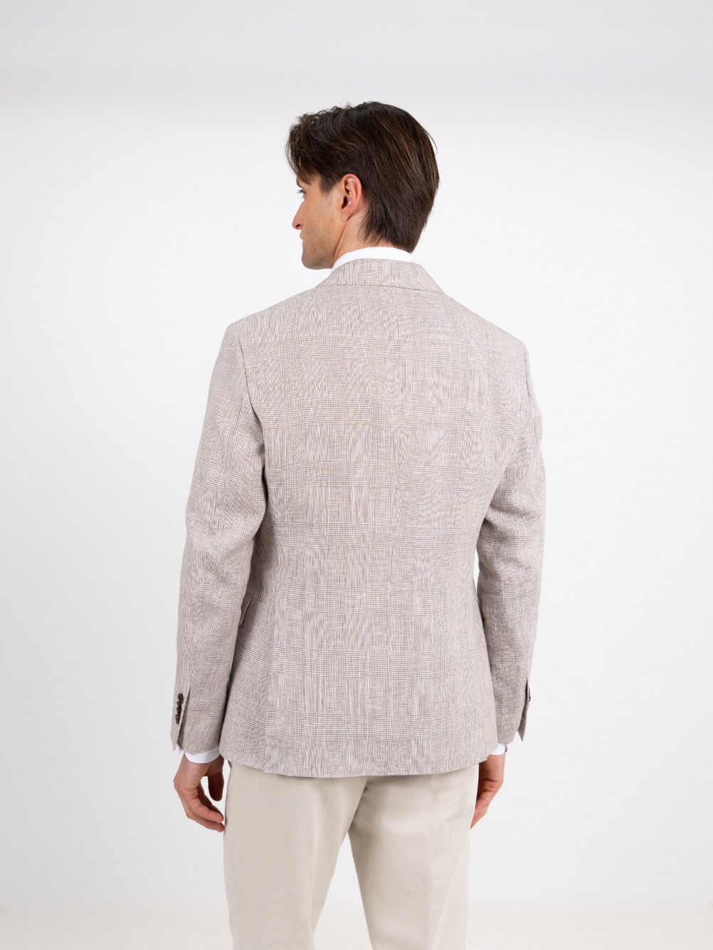 Blazer de cuadros 100% lino