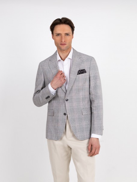 Blazer de cuadros en lino y algodón Blazer de cuadros en lino y algodón