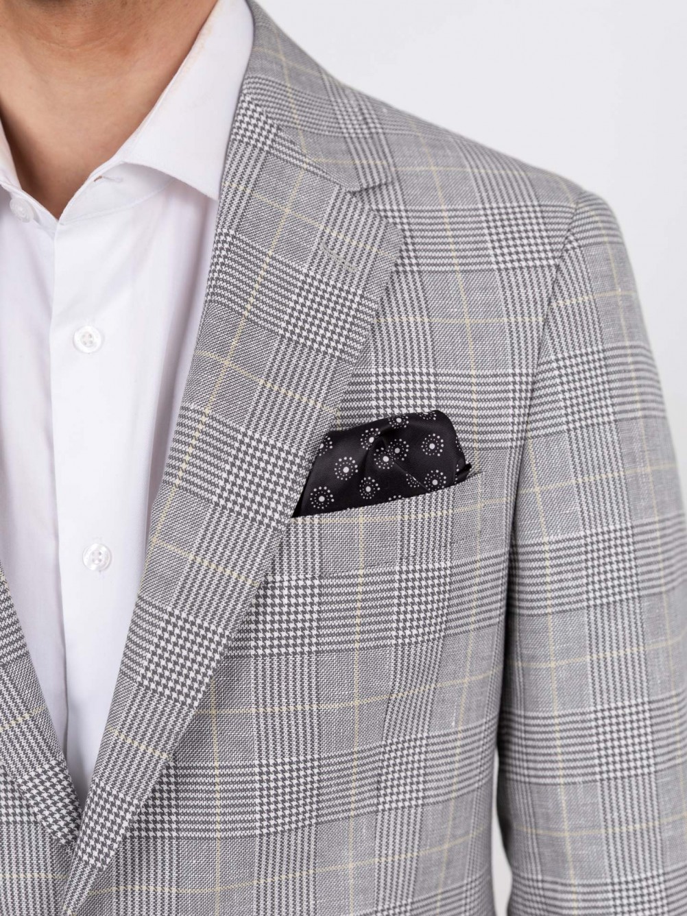 Check linen and cotton blazer