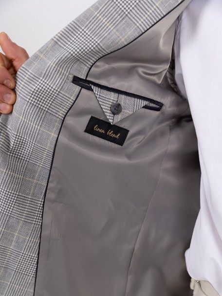 Blazer de cuadros en lino y algodón Blazer de cuadros en lino y algodón