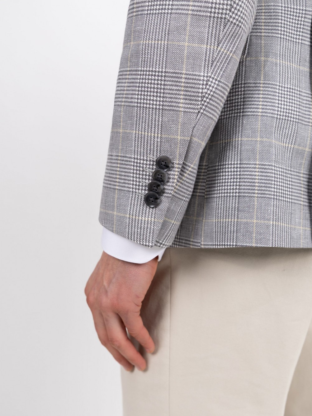 Check linen and cotton blazer