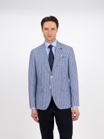 Blazer de risca em linho e algod�o