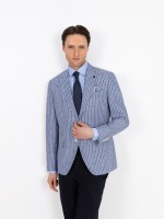 Blazer de risca em linho e algod�o