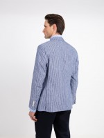 Blazer de risca em linho e algod�o