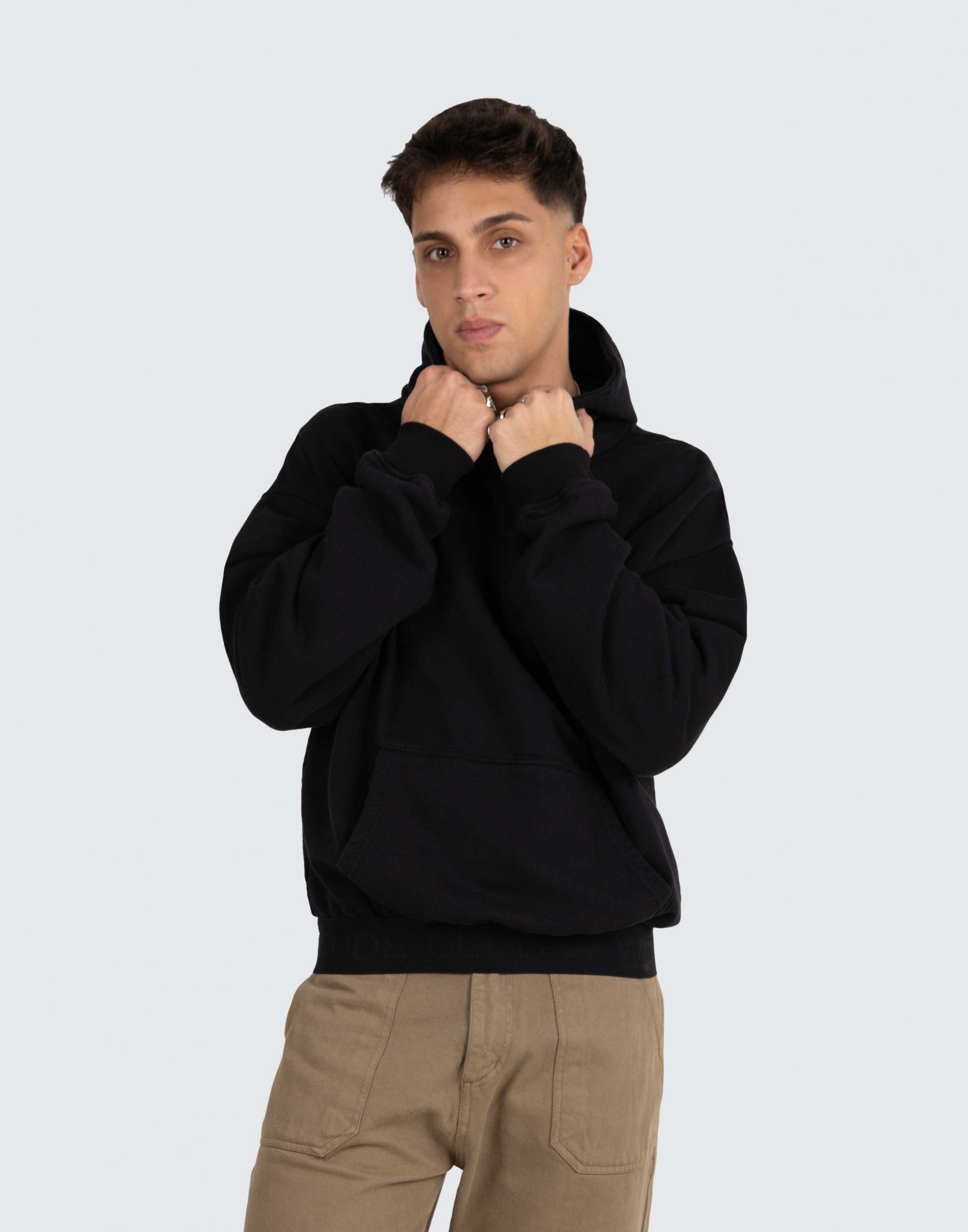 Elasticized oversized hoodie