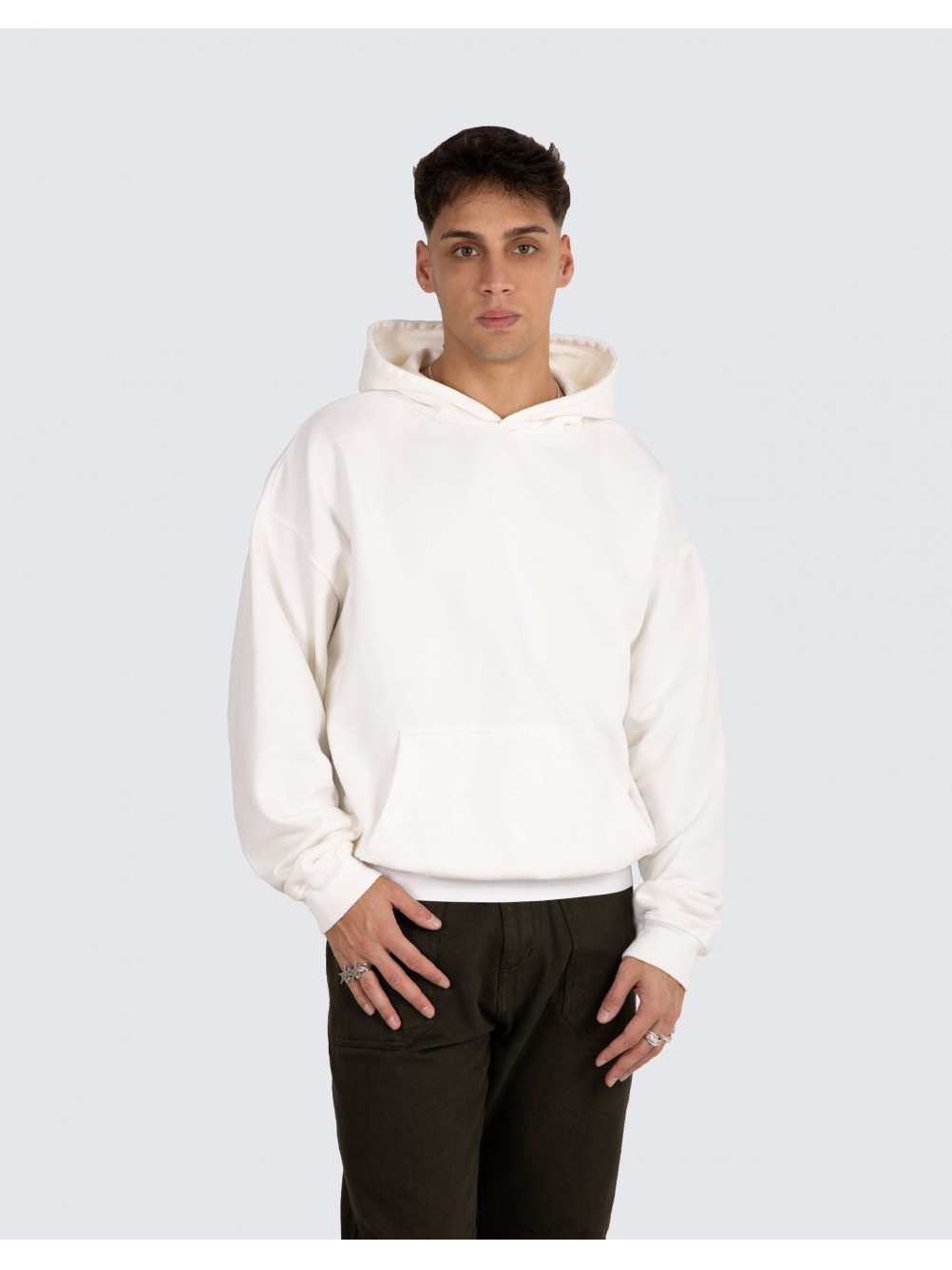 Elasticized oversized hoodie
