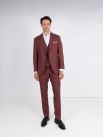 Fato liso slim fit com colete
