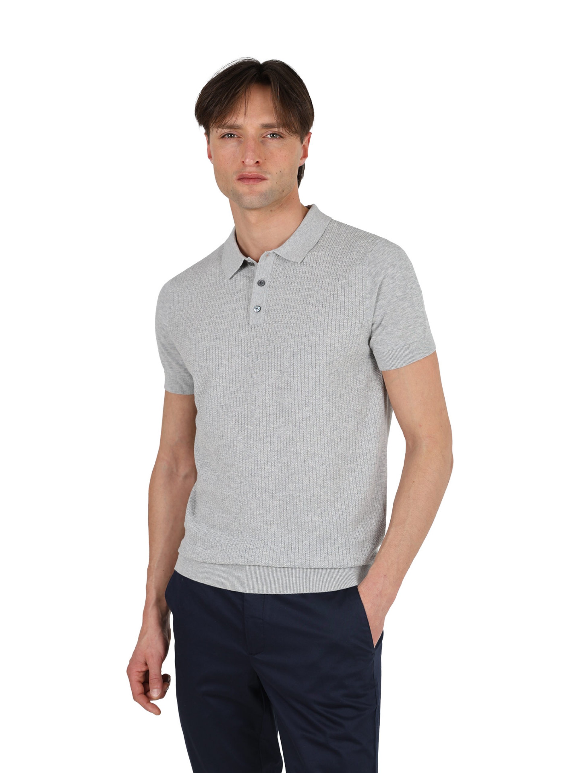 Polo malha canelada 100% algodão
