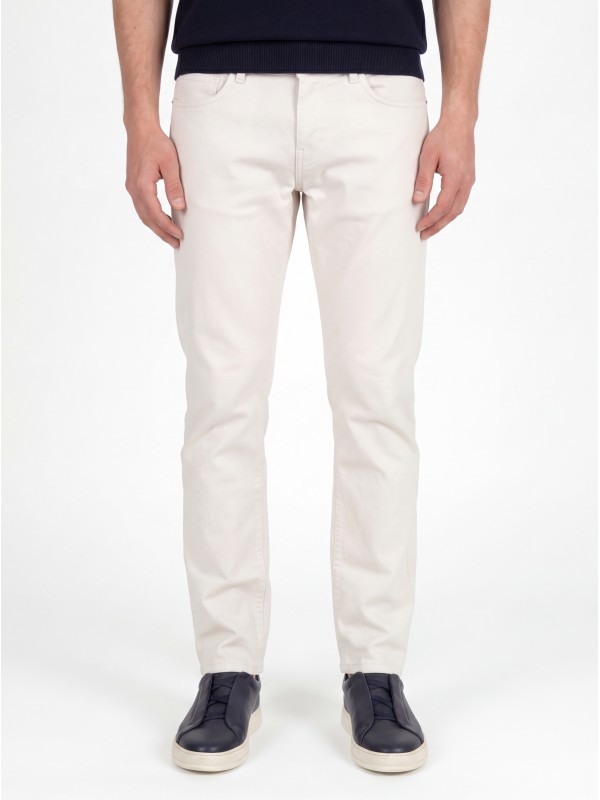 Regular fit structured cotton trousers