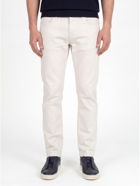 Regular fit structured cotton trousers