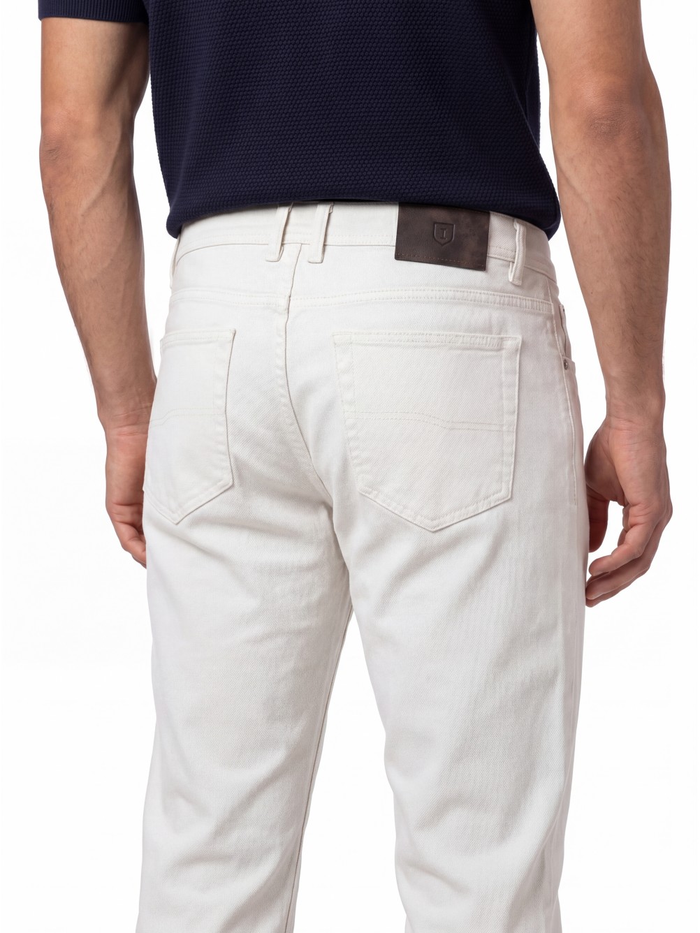 Regular fit structured cotton trousers