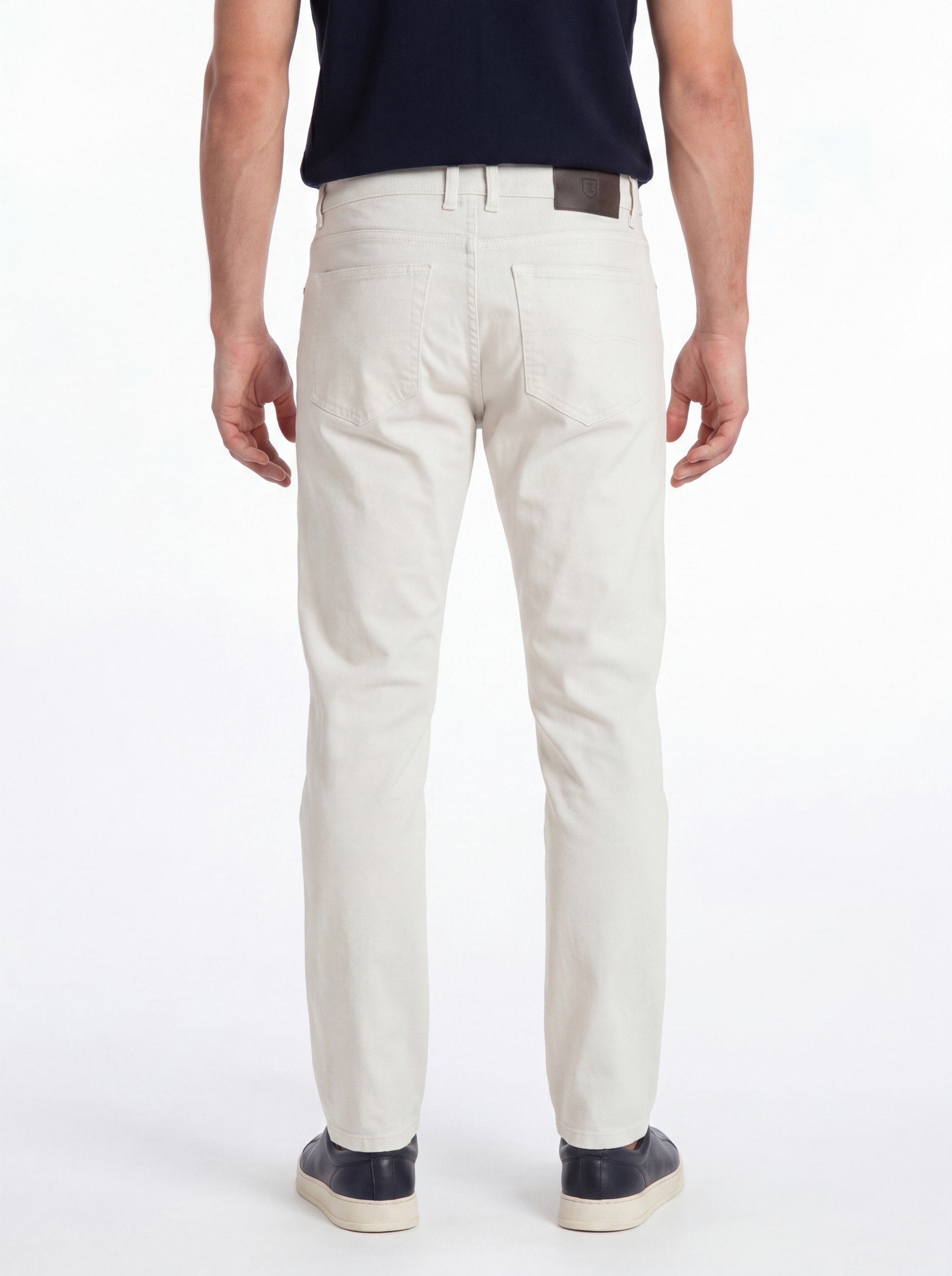 Regular fit structured cotton trousers
