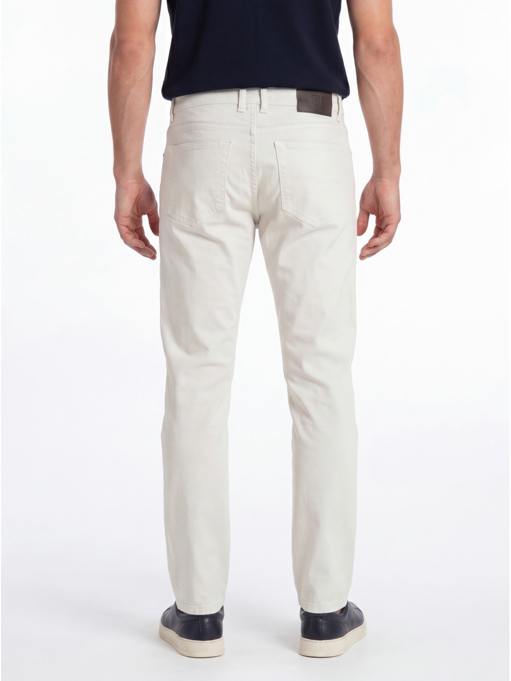 Regular fit structured cotton trousers