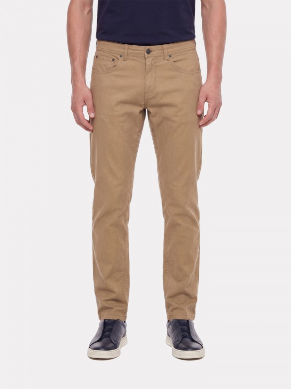 Calça regular fit em algodão estruturado Calça regular fit em algodão estruturado