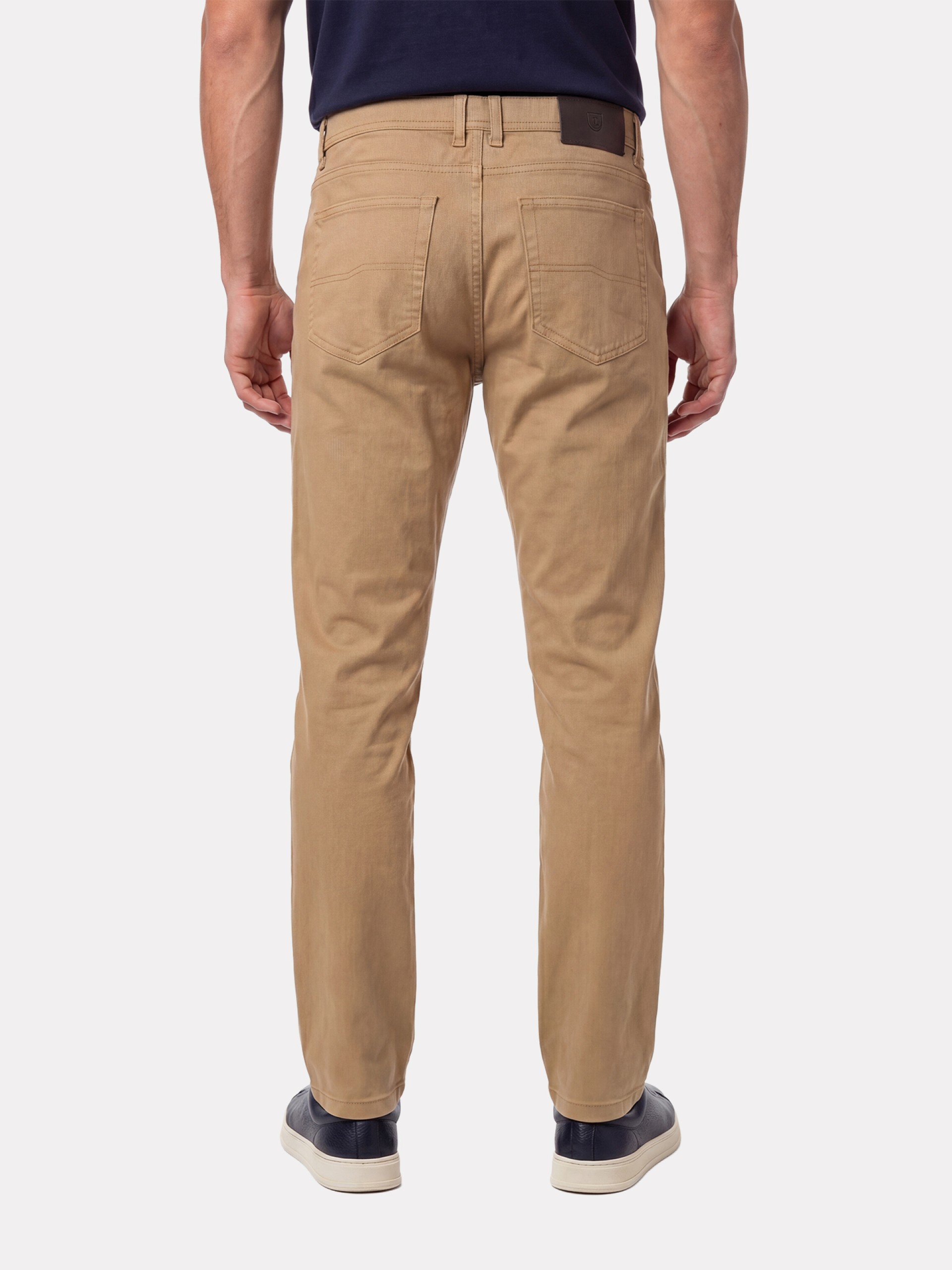 Regular fit structured cotton trousers