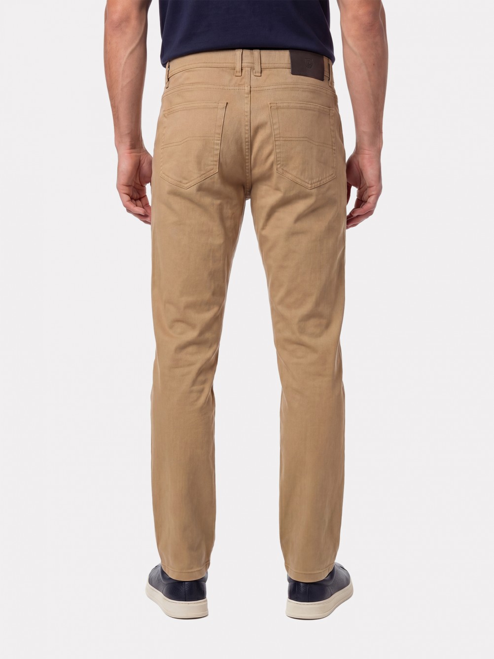 Regular fit structured cotton trousers
