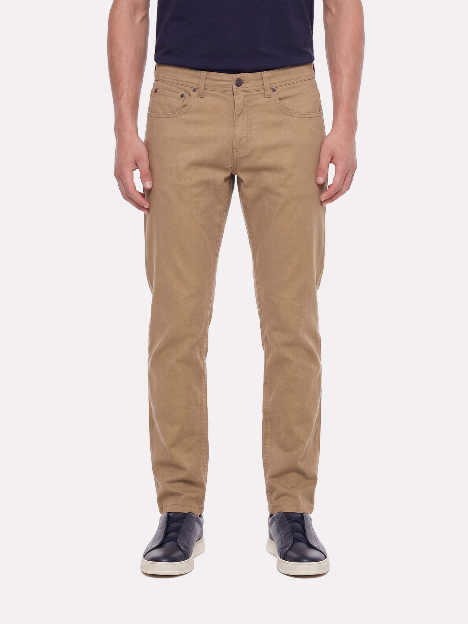 Regular fit structured cotton trousers