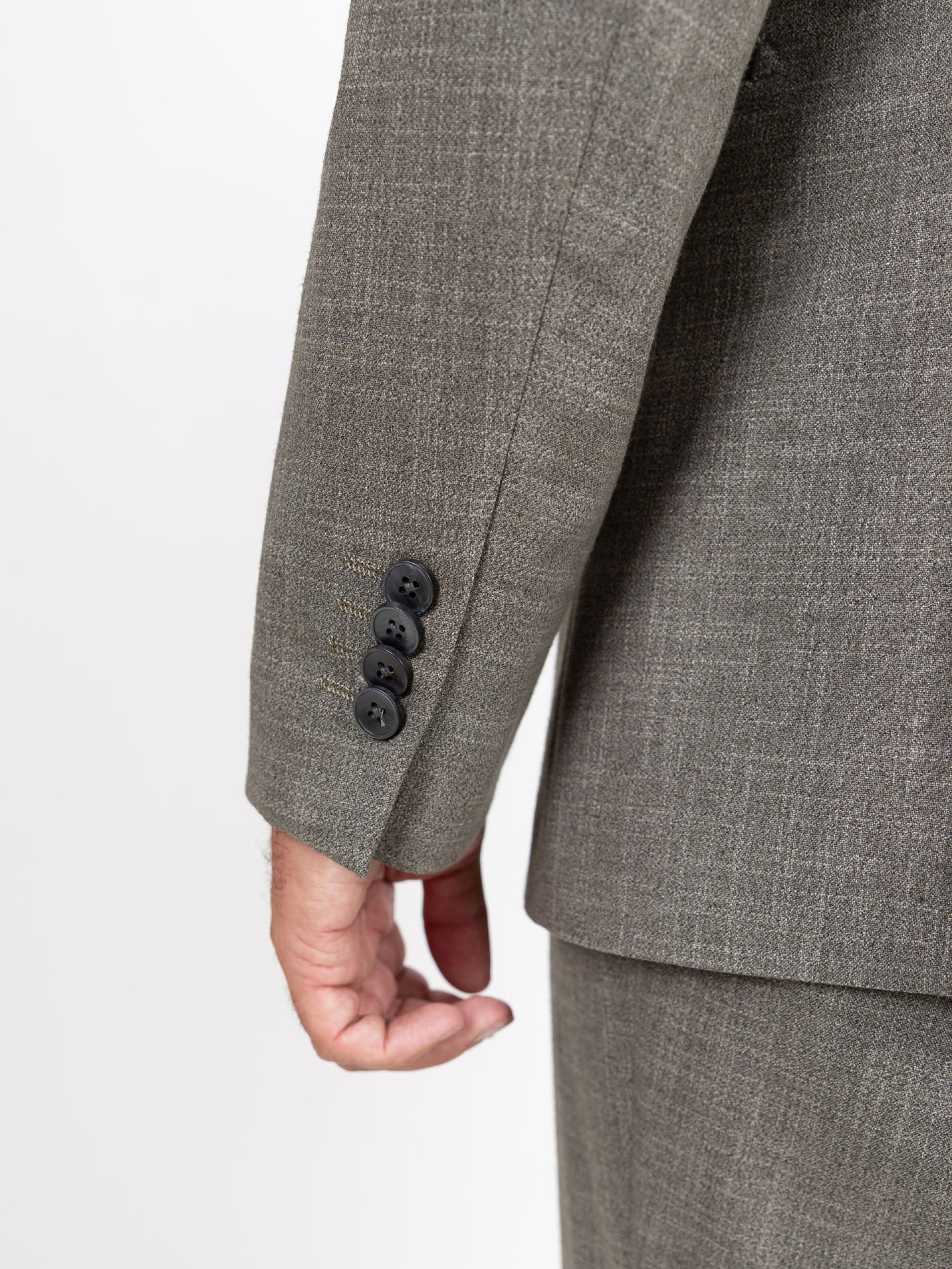 Fato de trespasse liso com linho regular fit