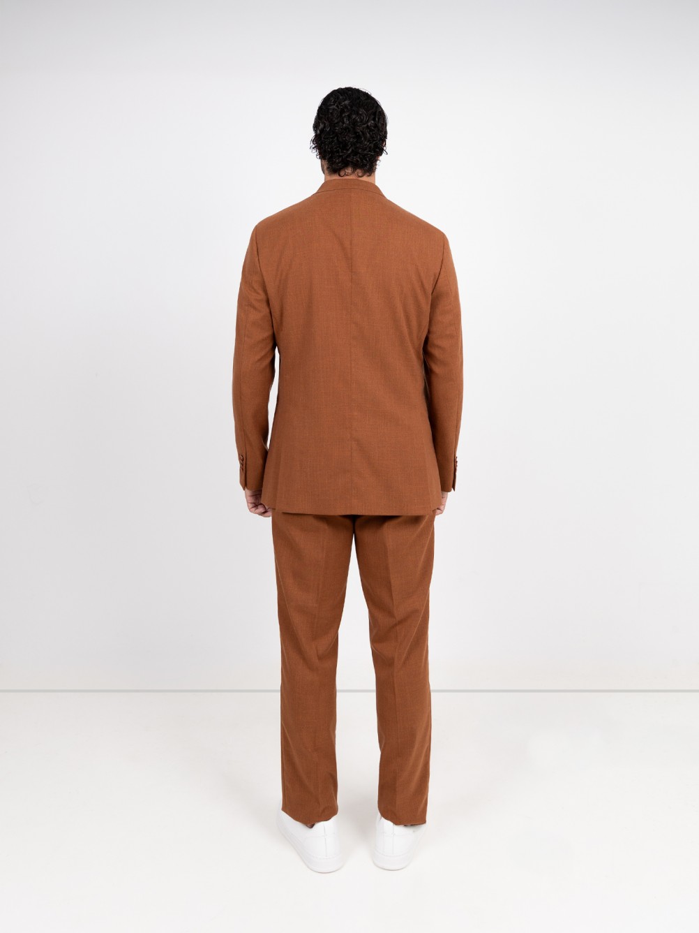 Traje liso cruzado con lino regular fit