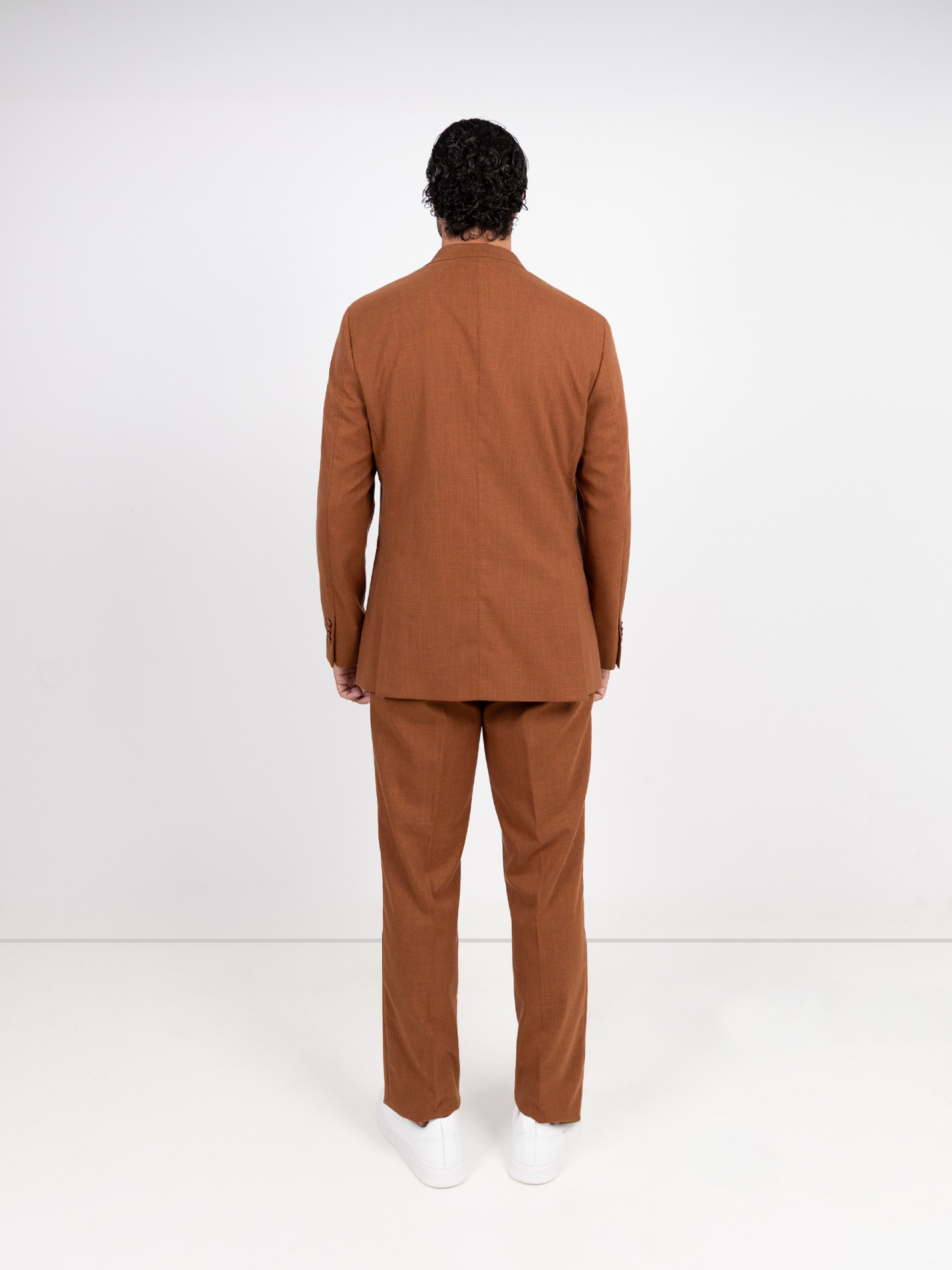 Regular fit double-breasted linen-blend suit