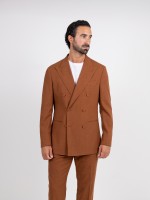 Traje liso cruzado con lino regular fit