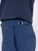 Fato de trespasse liso com linho regular fit