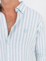 Camisa de lino y algod�n con patr�n de rayas