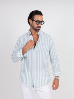 Camisa de lino y algod�n con patr�n de rayas