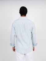 Camisa de lino y algod�n con patr�n de rayas