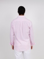 Camisa de linho e algodão padrão de risca Camisa de linho e algodão padrão de risca