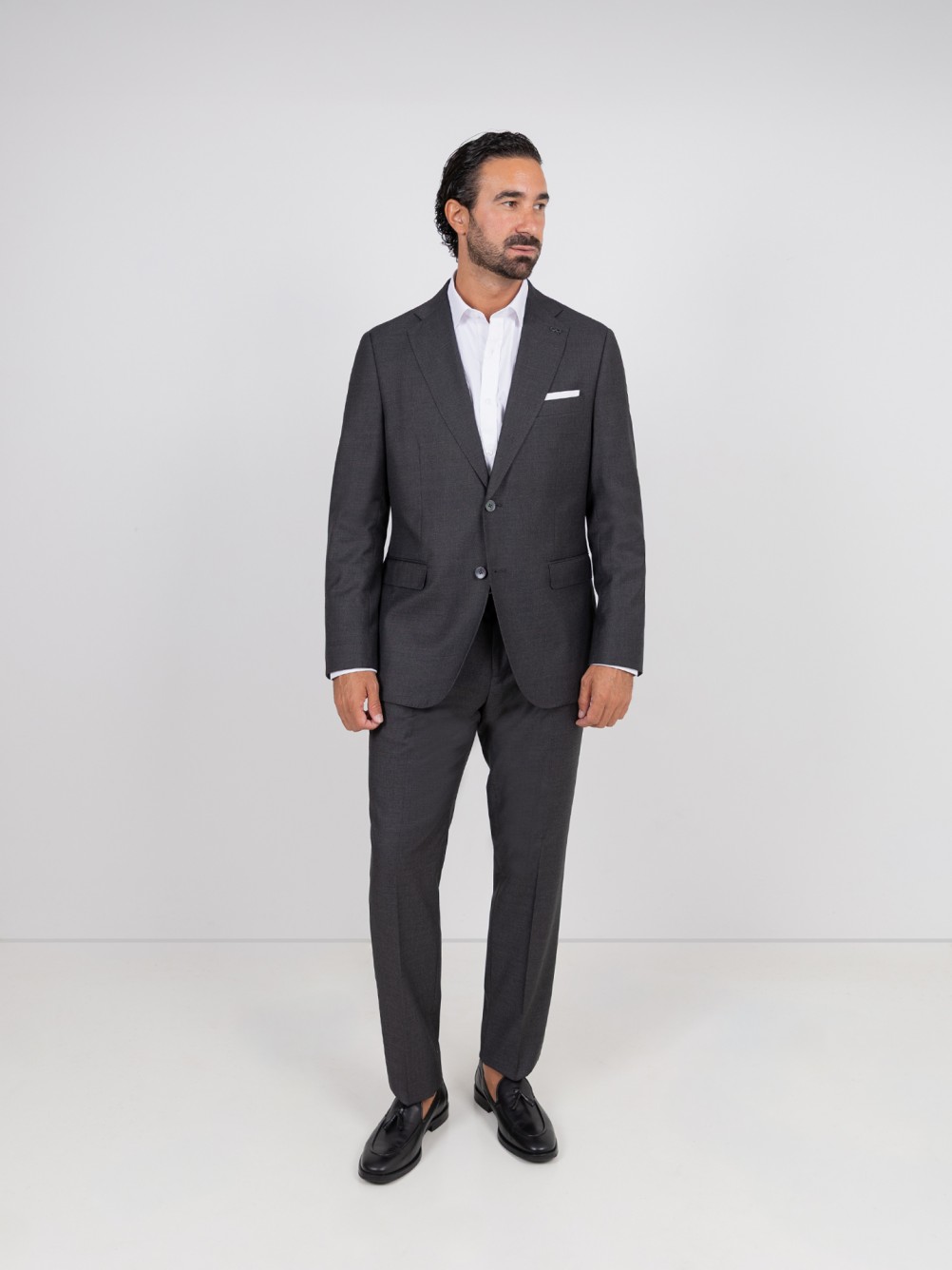 Fato liso regular fit com lã