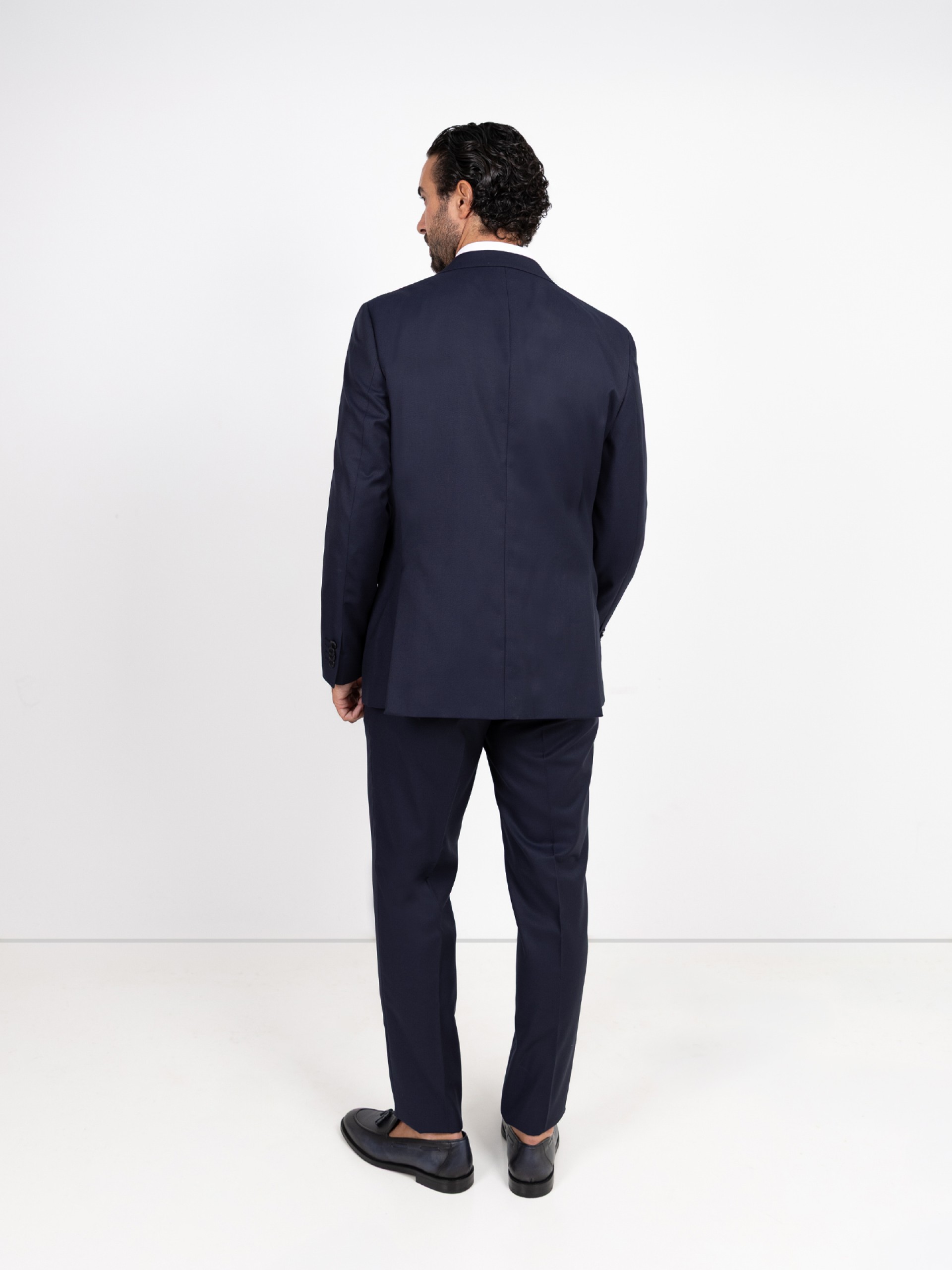 Plain regular fit suit with wool