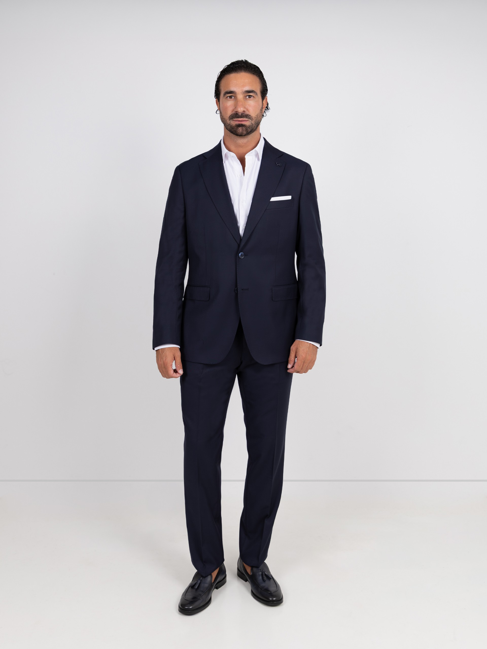 Plain regular fit suit with wool