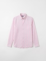Camisa de linho e algodão padrão de risca Camisa de linho e algodão padrão de risca