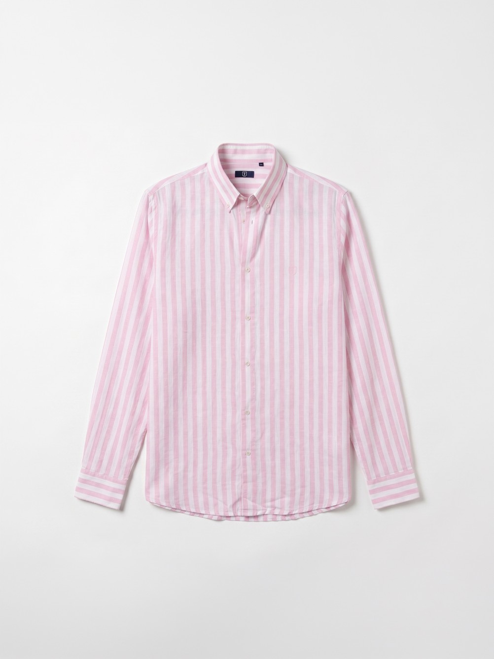 Camisa de linho e algodão padrão de risca