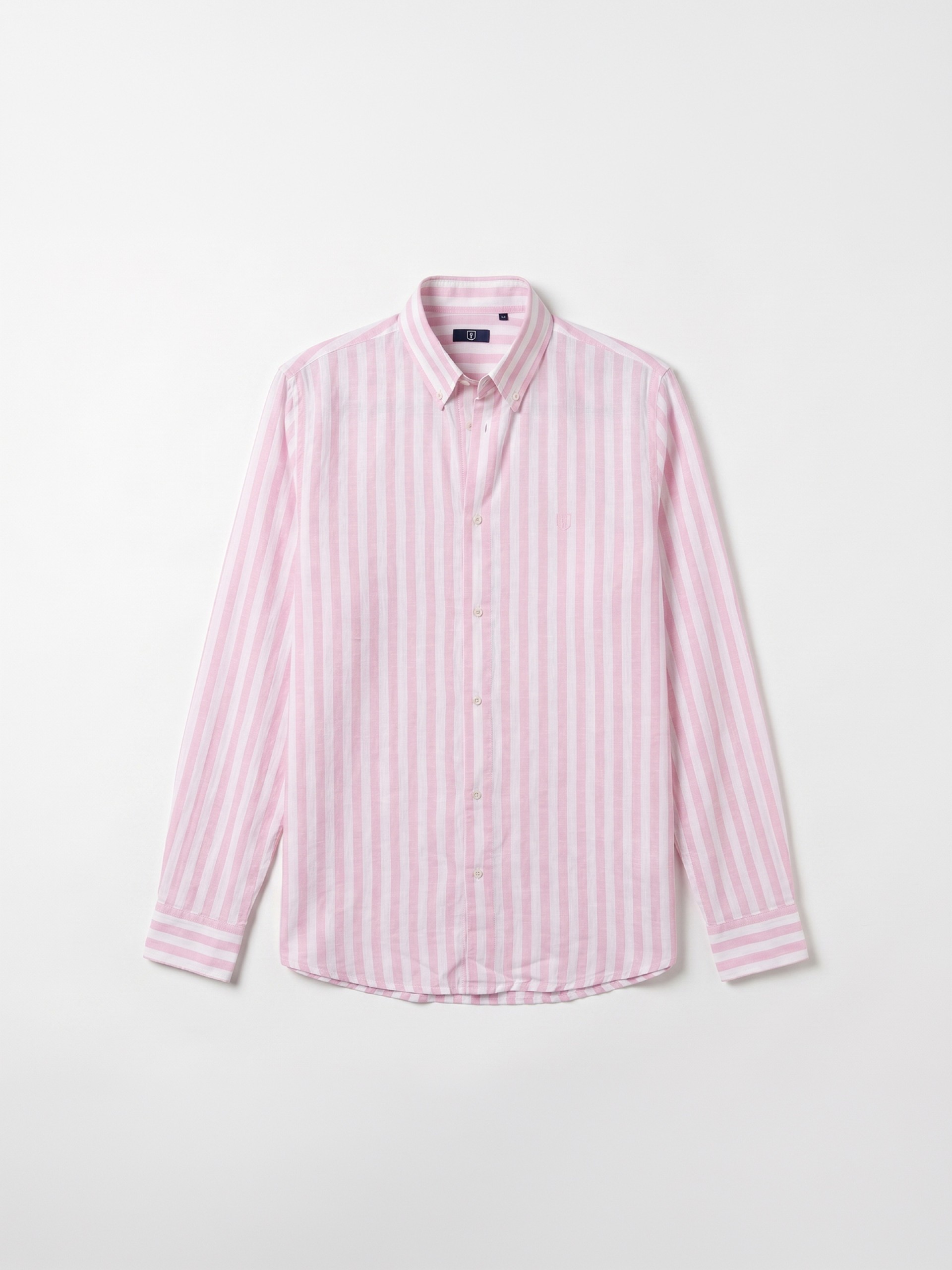 Camisa de linho e algodão padrão de risca