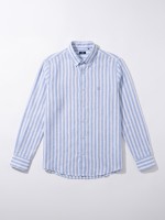 Camisa de linho e algod�o padr�o de risca