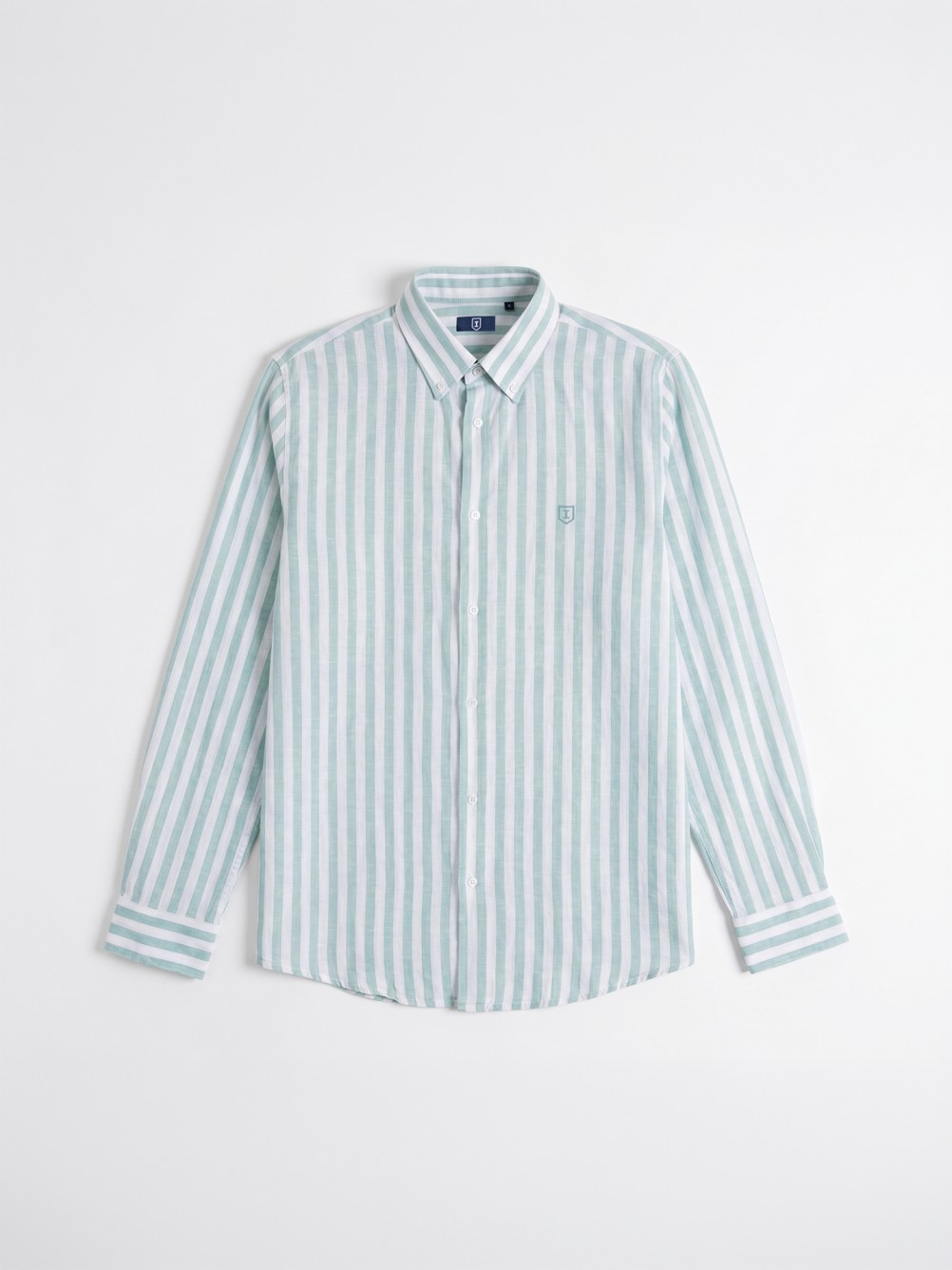 Camisa de lino y algod�n con patr�n de rayas