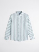Camisa de lino y algod�n con patr�n de rayas