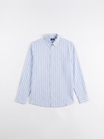 Camisa de linho e algodão padrão de risca Camisa de linho e algodão padrão de risca
