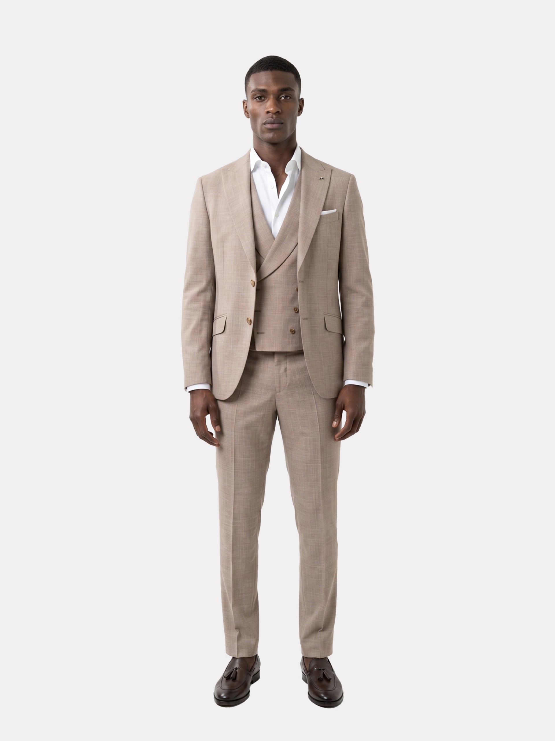 Fato liso slim fit com colete