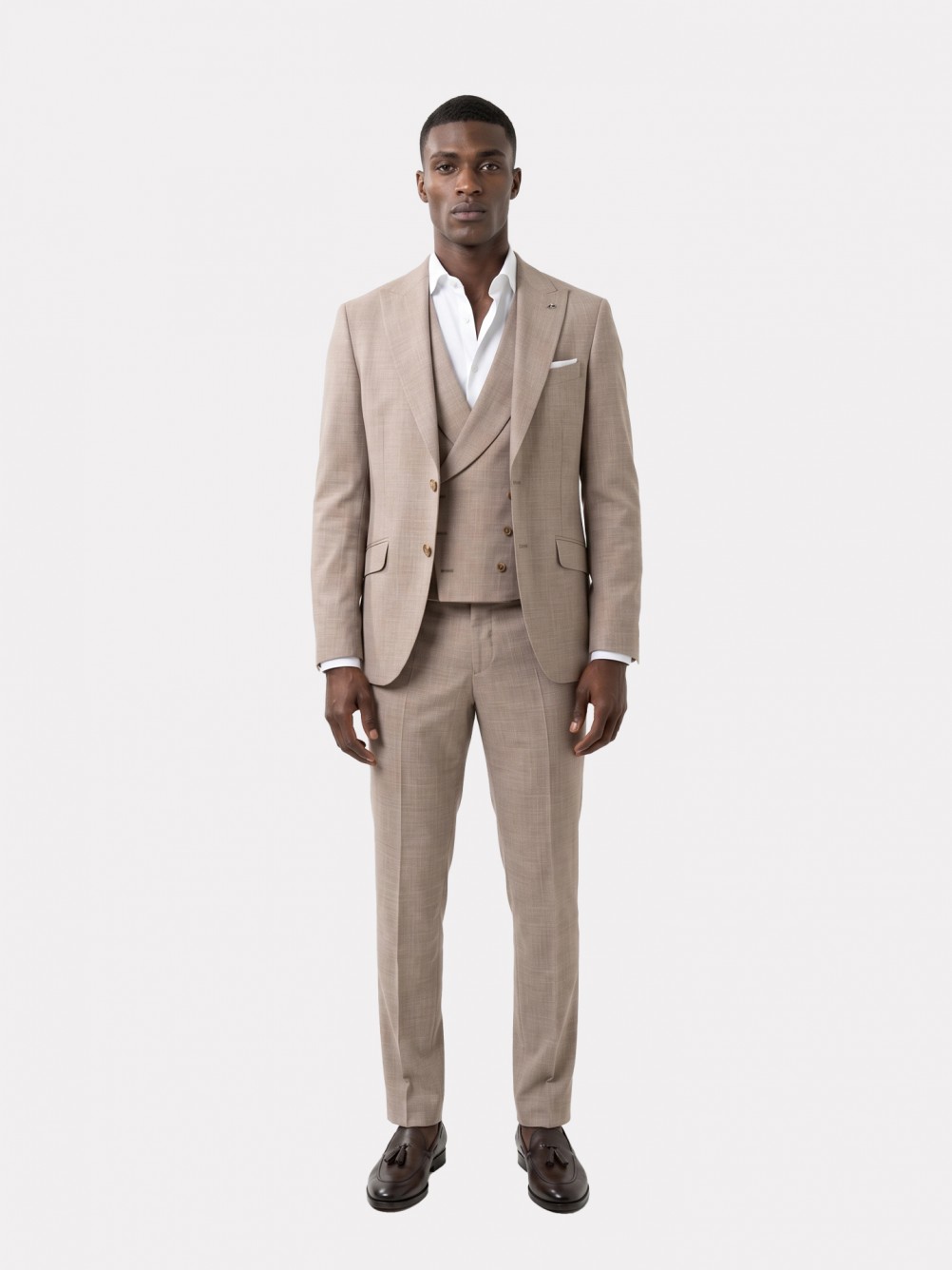 Fato liso slim fit com colete