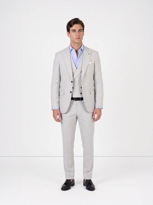 Fato liso slim fit com colete