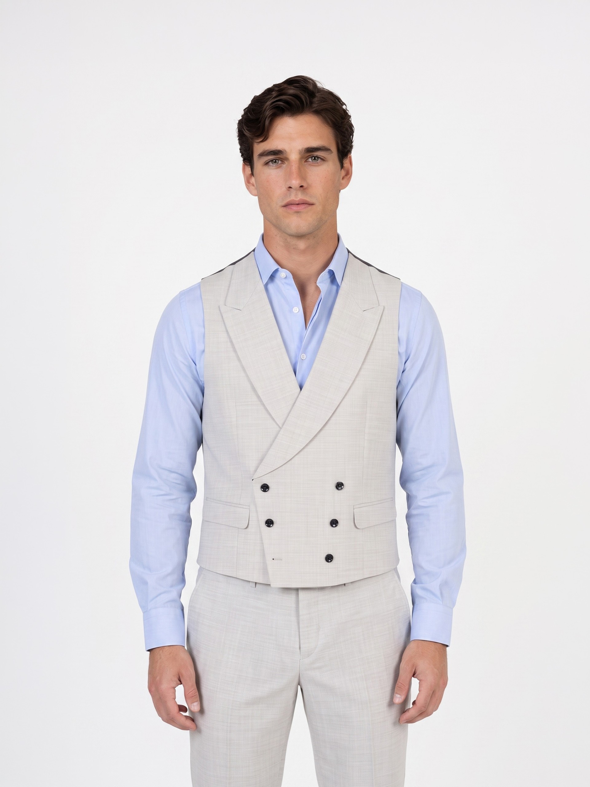 Fato liso slim fit com colete
