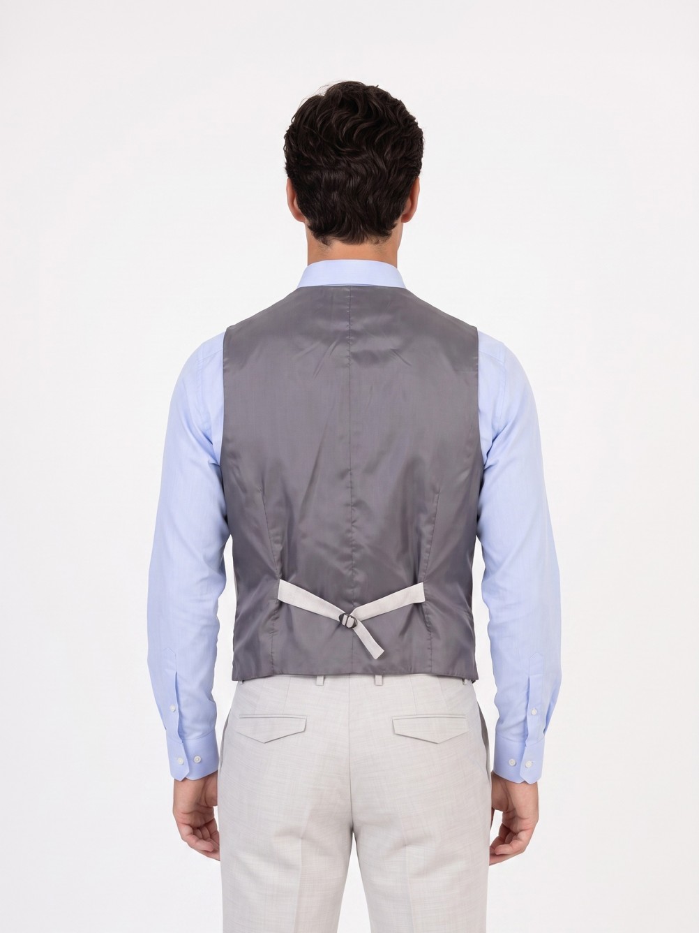 Fato liso slim fit com colete
