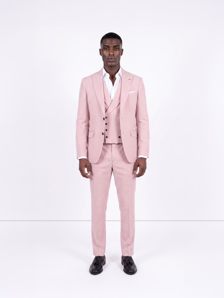 Fato liso slim fit com colete