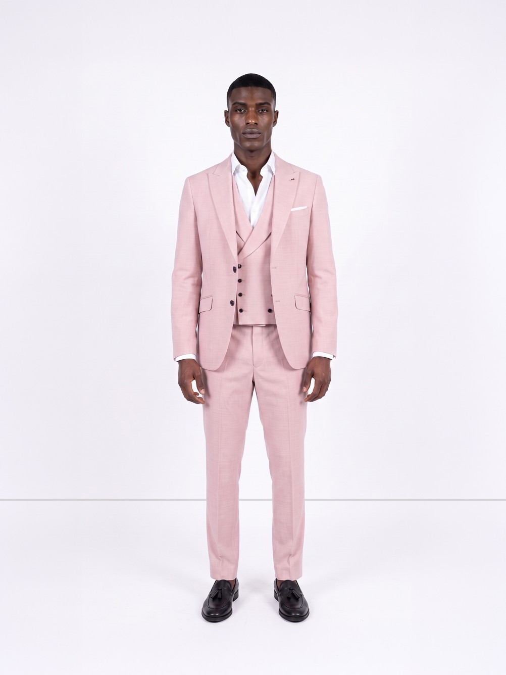 Fato liso slim fit com colete