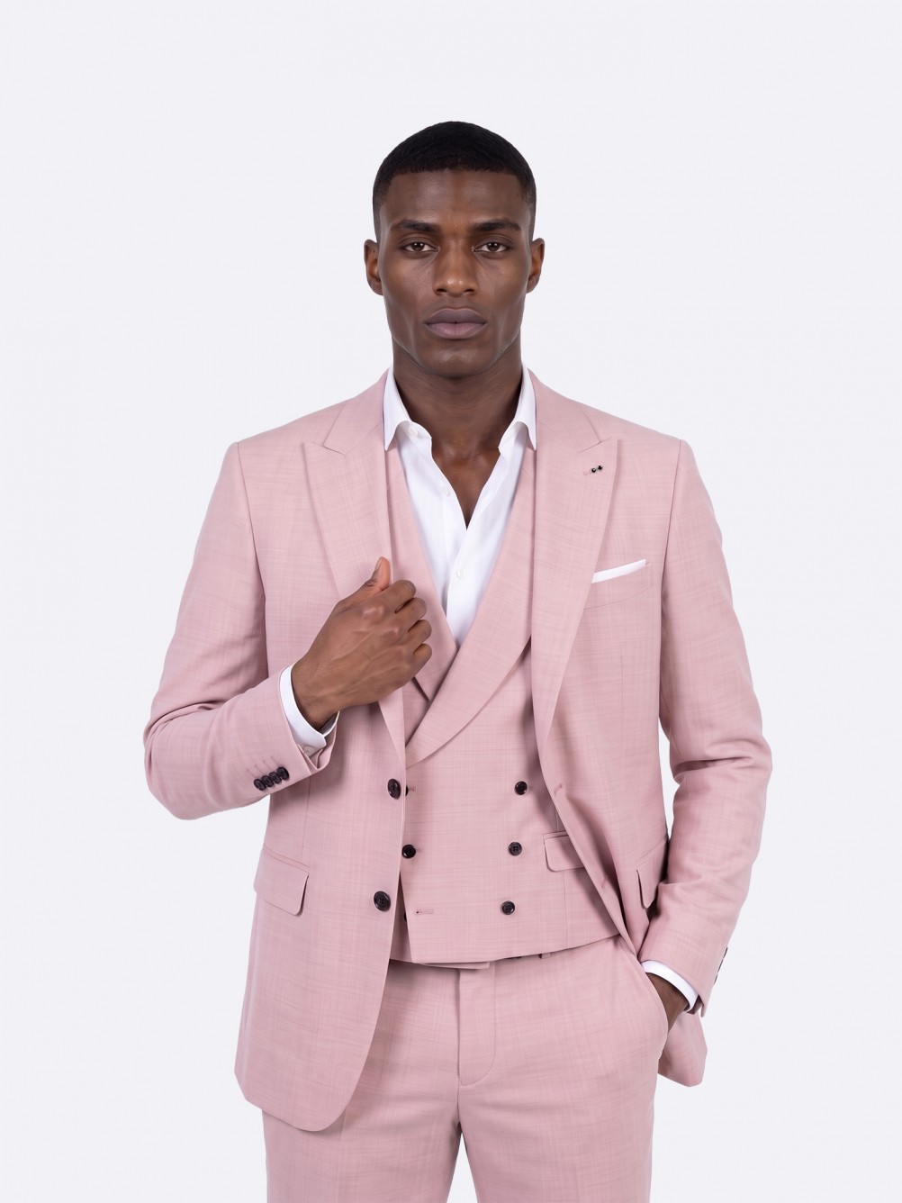 Fato liso slim fit com colete